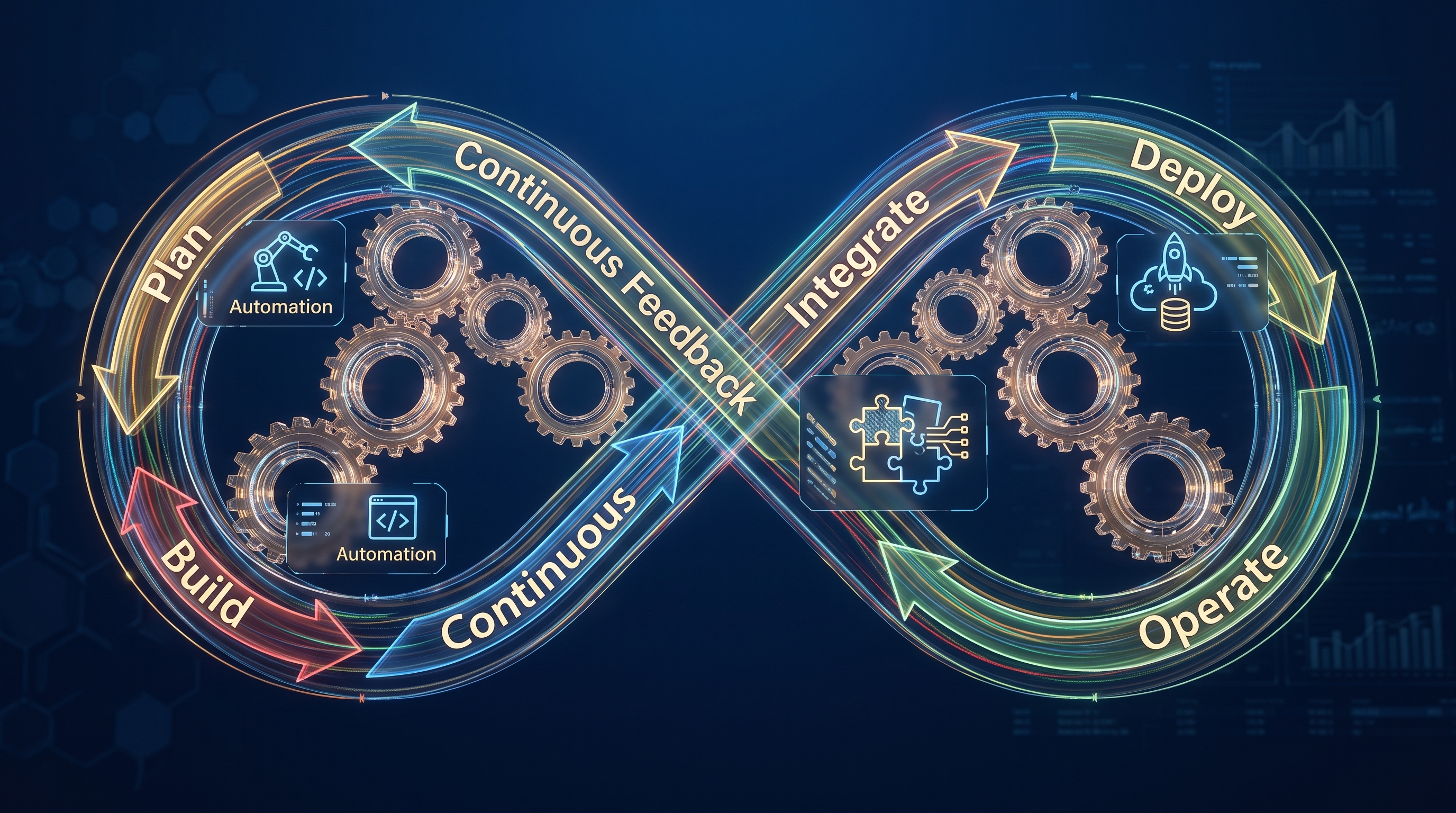 DevOps infinity loop - Plan, Build, Integrate, Deploy, Operate, Continuous Feedback